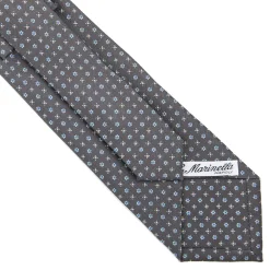 CRAVATTA SARTORIALE CLASSICA IN SETA GRIGIO SCURO Microfantasia fiore