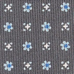 CRAVATTA SARTORIALE CLASSICA IN SETA GRIGIO SCURO Microfantasia fiore