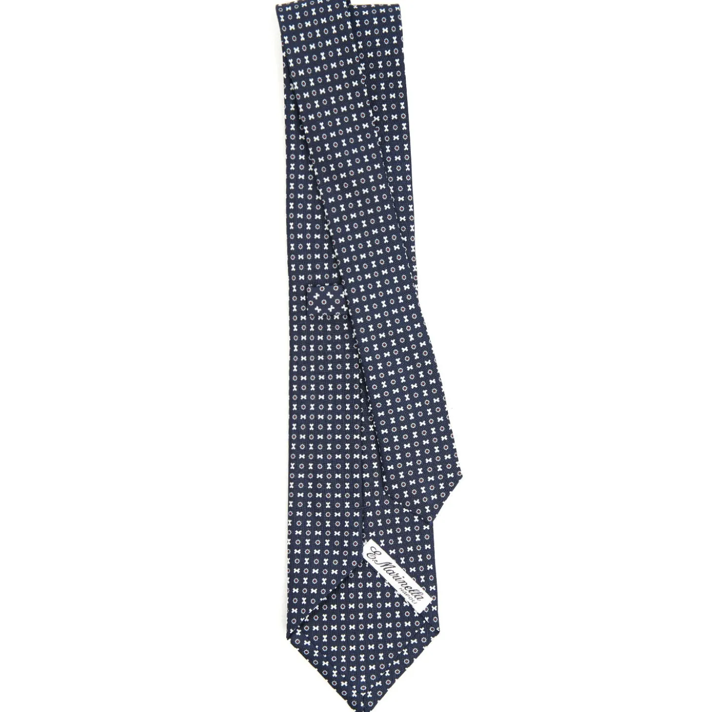 CRAVATTA SARTORIALE CLASSICA IN SETA BLU SCURO Microfantasia fiore