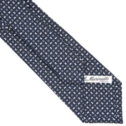 CRAVATTA SARTORIALE CLASSICA IN SETA BLU SCURO Microfantasia fiore