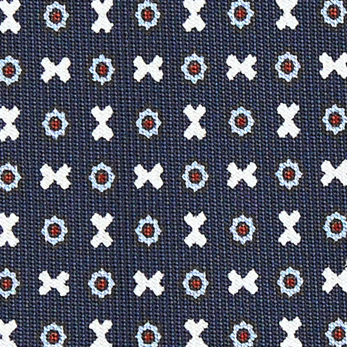 CRAVATTA SARTORIALE CLASSICA IN SETA BLU SCURO Microfantasia fiore