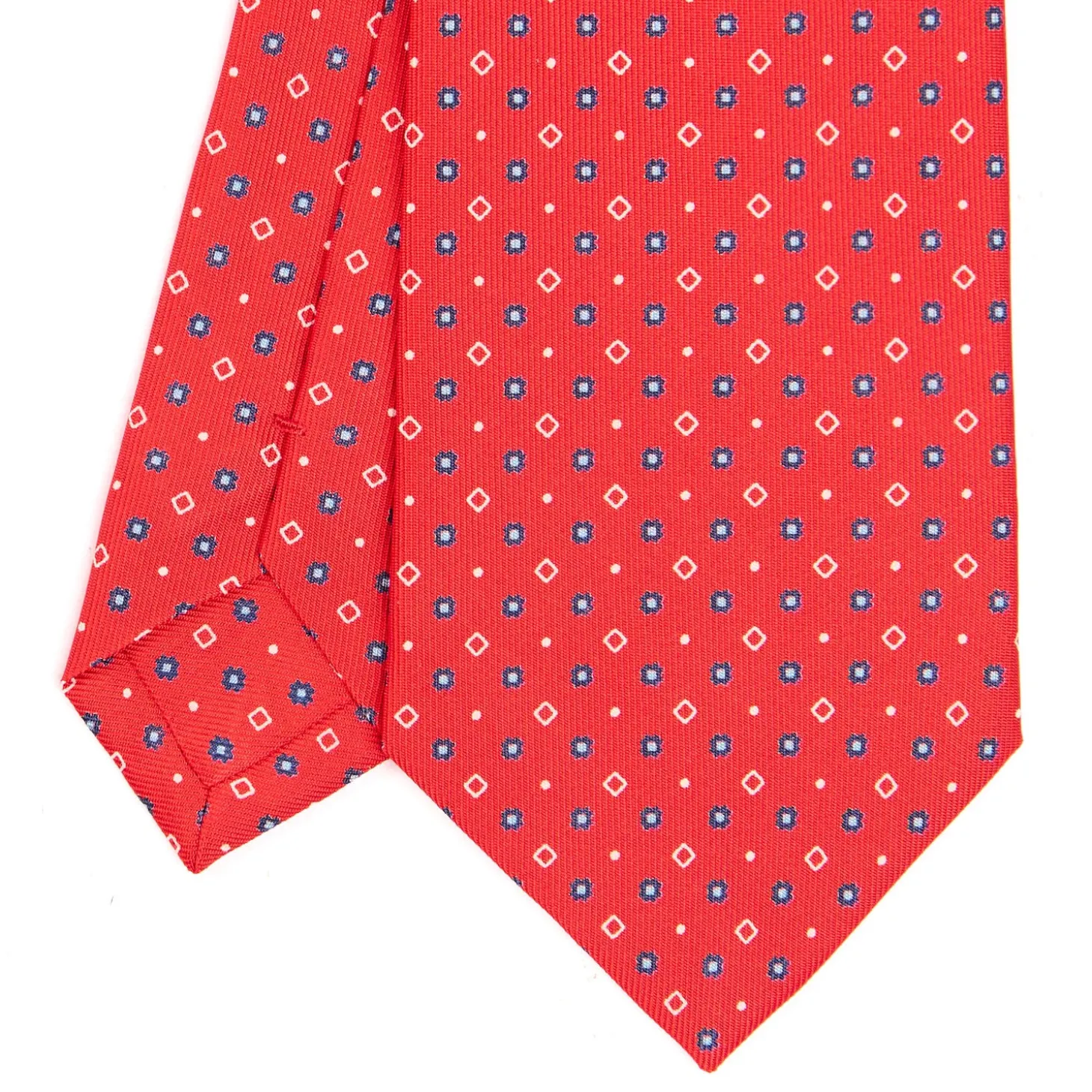CRAVATTA SARTORIALE CLASSICA IN SETA ROSSA Microfantasia fiore