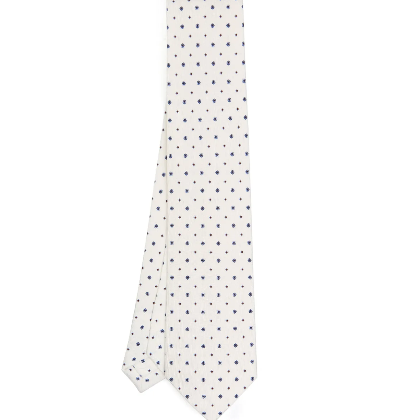 CRAVATTA SARTORIALE CLASSICA IN SETA BIANCA Microfantasia fiore