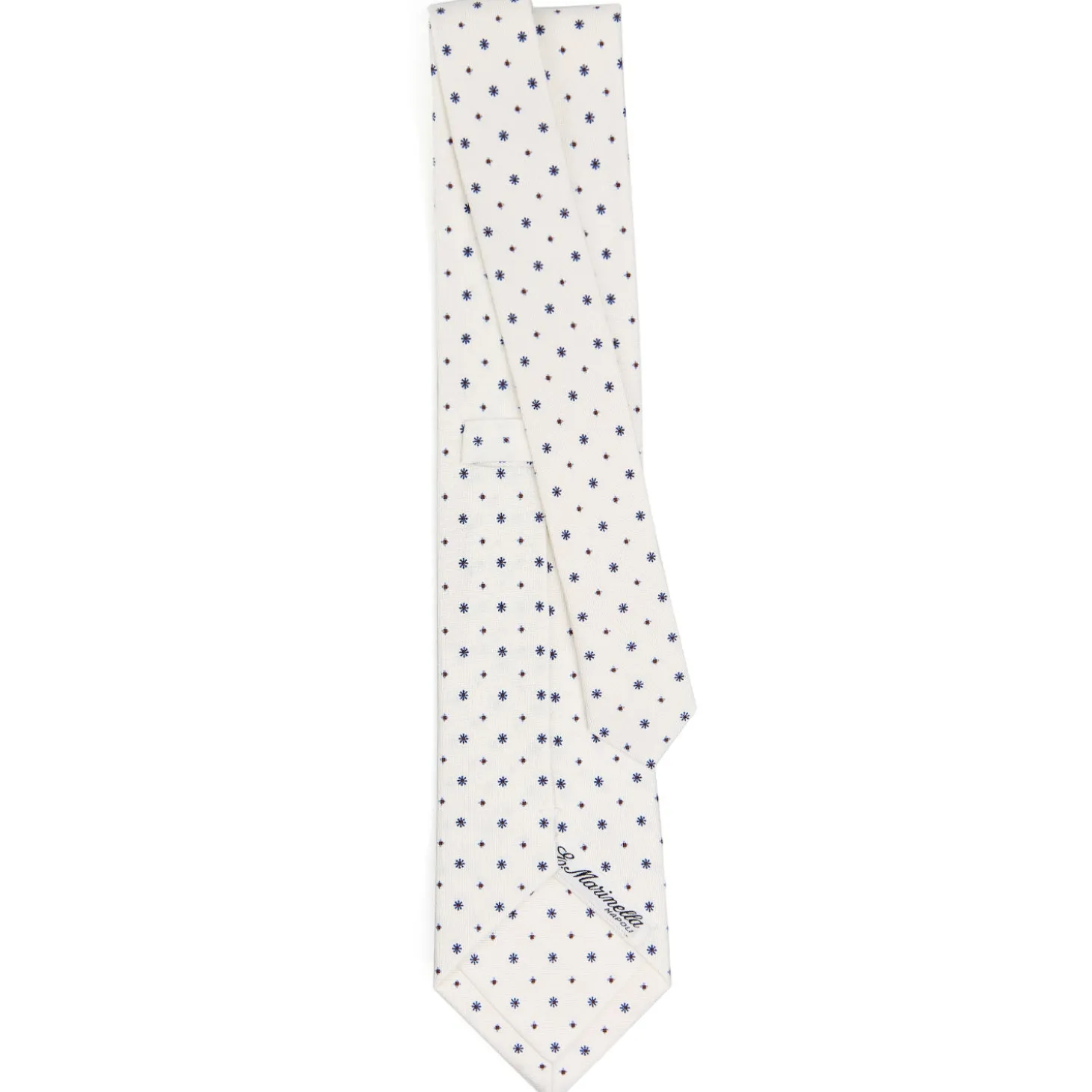 CRAVATTA SARTORIALE CLASSICA IN SETA BIANCA Microfantasia fiore