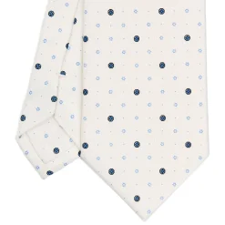CRAVATTA SARTORIALE CLASSICA IN SETA BIANCA Microfantasia fiore