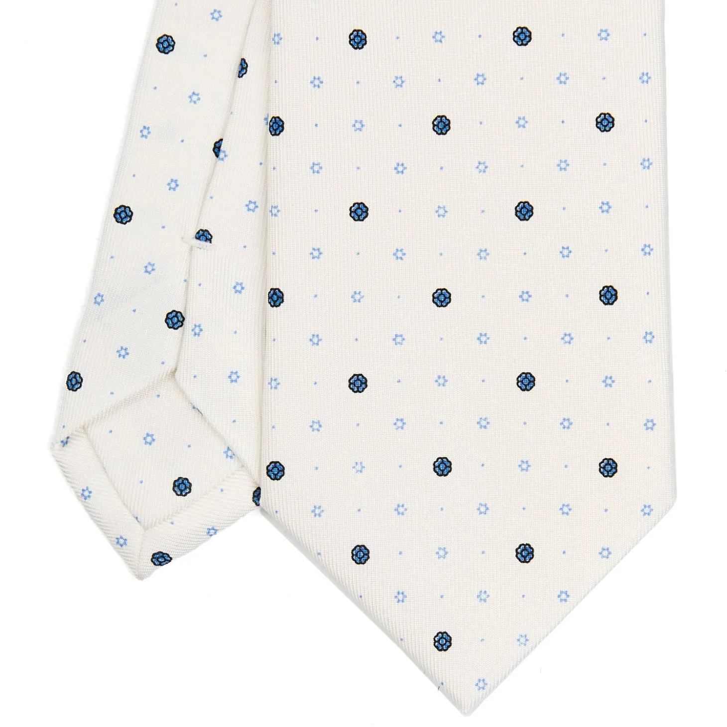 CRAVATTA SARTORIALE CLASSICA IN SETA BIANCA Microfantasia fiore