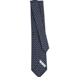 CRAVATTA SARTORIALE CLASSICA IN SETA BLU SCURO Microfantasia fiore