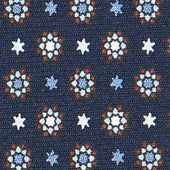 CRAVATTA SARTORIALE CLASSICA IN SETA BLU SCURO Microfantasia fiore