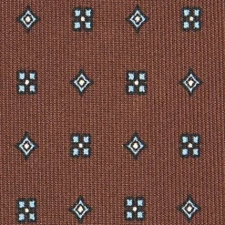 CRAVATTA SARTORIALE CLASSICA IN SETA MARRONE SCURO Microfantasia fiore