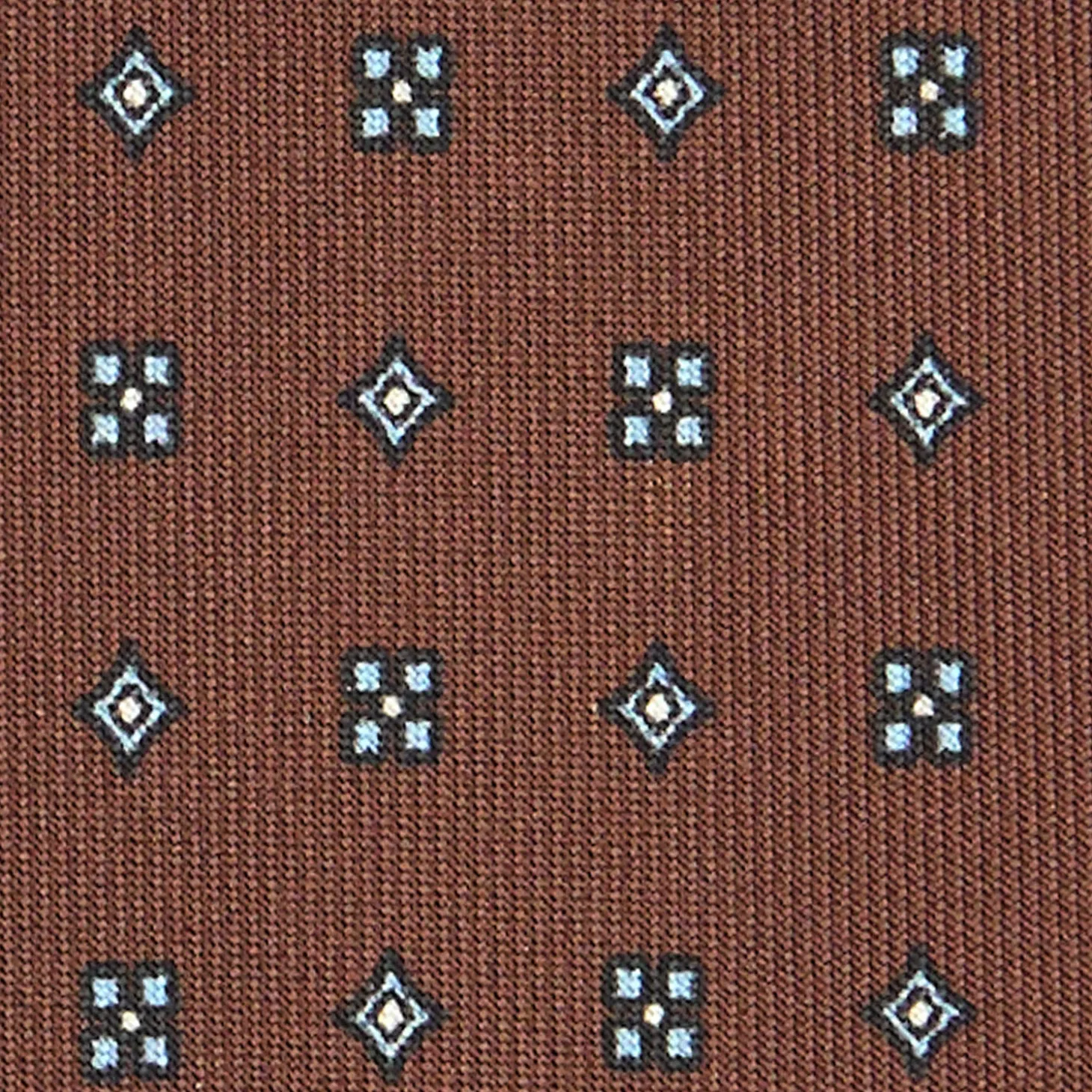 CRAVATTA SARTORIALE CLASSICA IN SETA MARRONE SCURO Microfantasia fiore