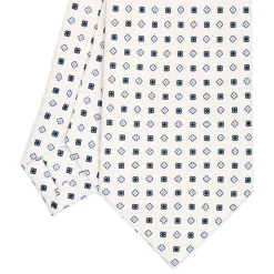 CRAVATTA SARTORIALE CLASSICA IN SETA BIANCA Microfantasia fiore