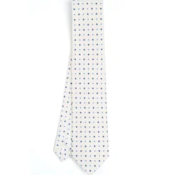 CRAVATTA SARTORIALE CLASSICA IN SETA BIANCA Microfantasia fiore
