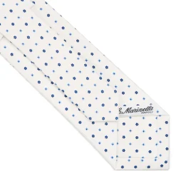 CRAVATTA SARTORIALE CLASSICA IN SETA BIANCA Microfantasia fiore