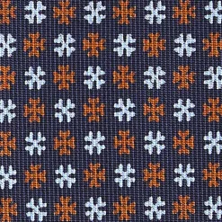 CRAVATTA SARTORIALE CLASSICA IN SETA BLU SCURO Microfantasia fiore