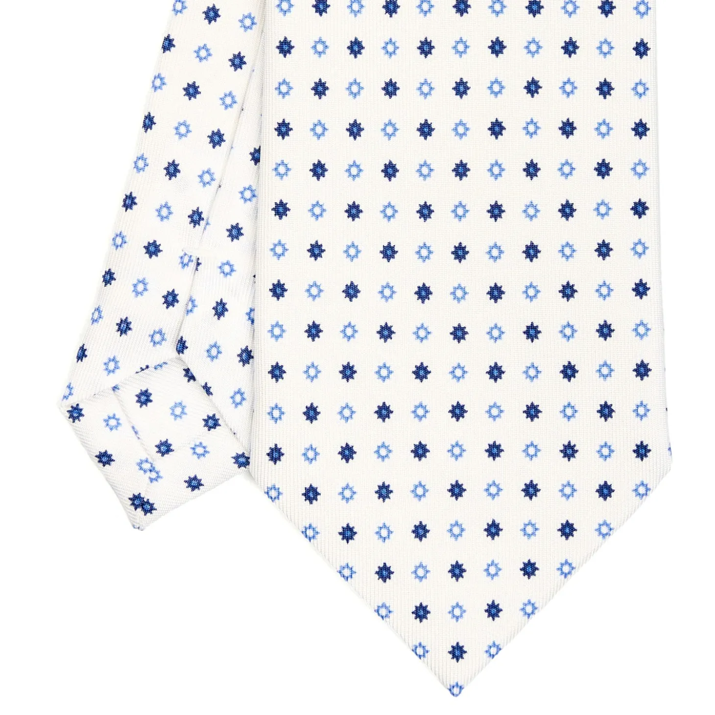 CRAVATTA SARTORIALE CLASSICA IN SETA BIANCA Microfantasia fiore