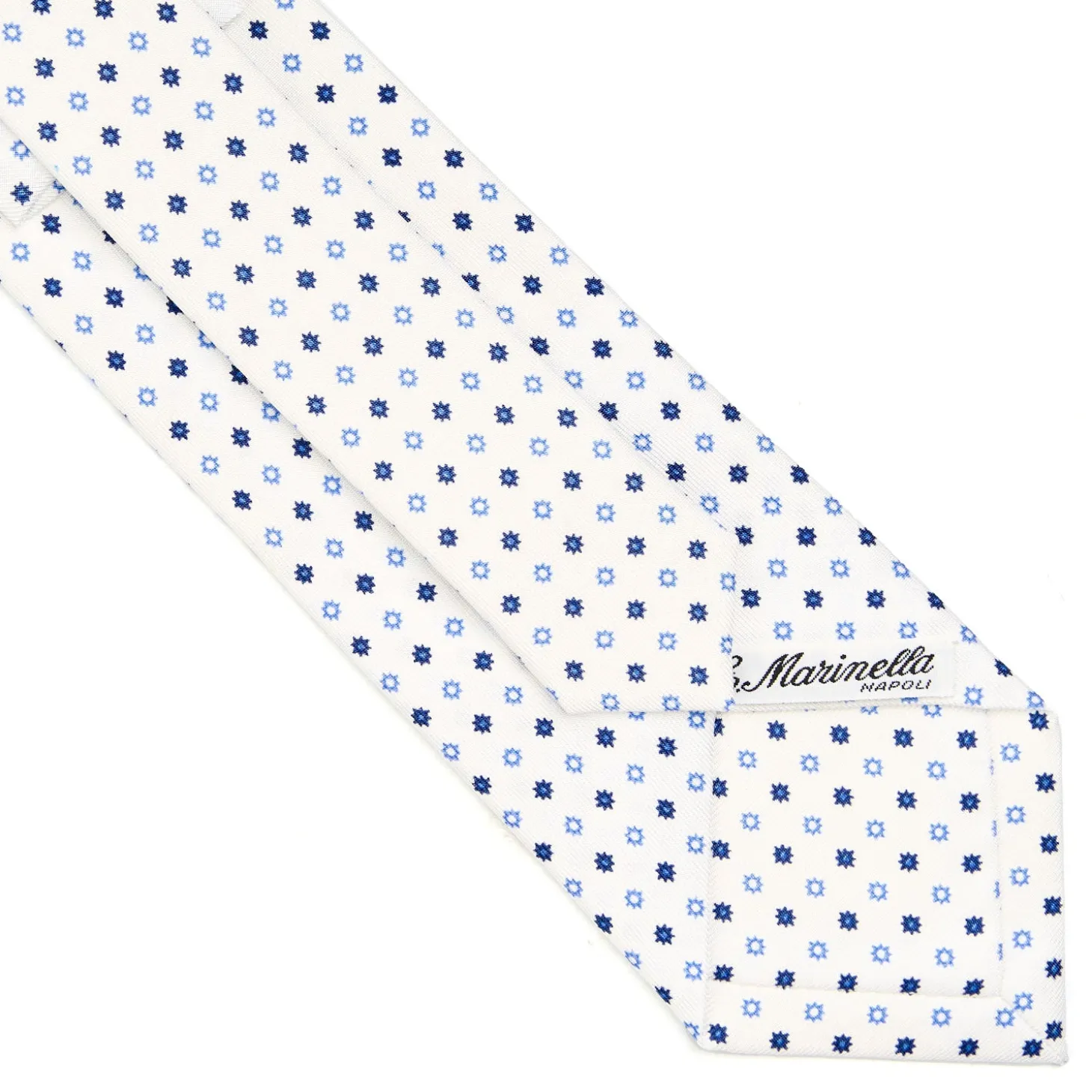 CRAVATTA SARTORIALE CLASSICA IN SETA BIANCA Microfantasia fiore