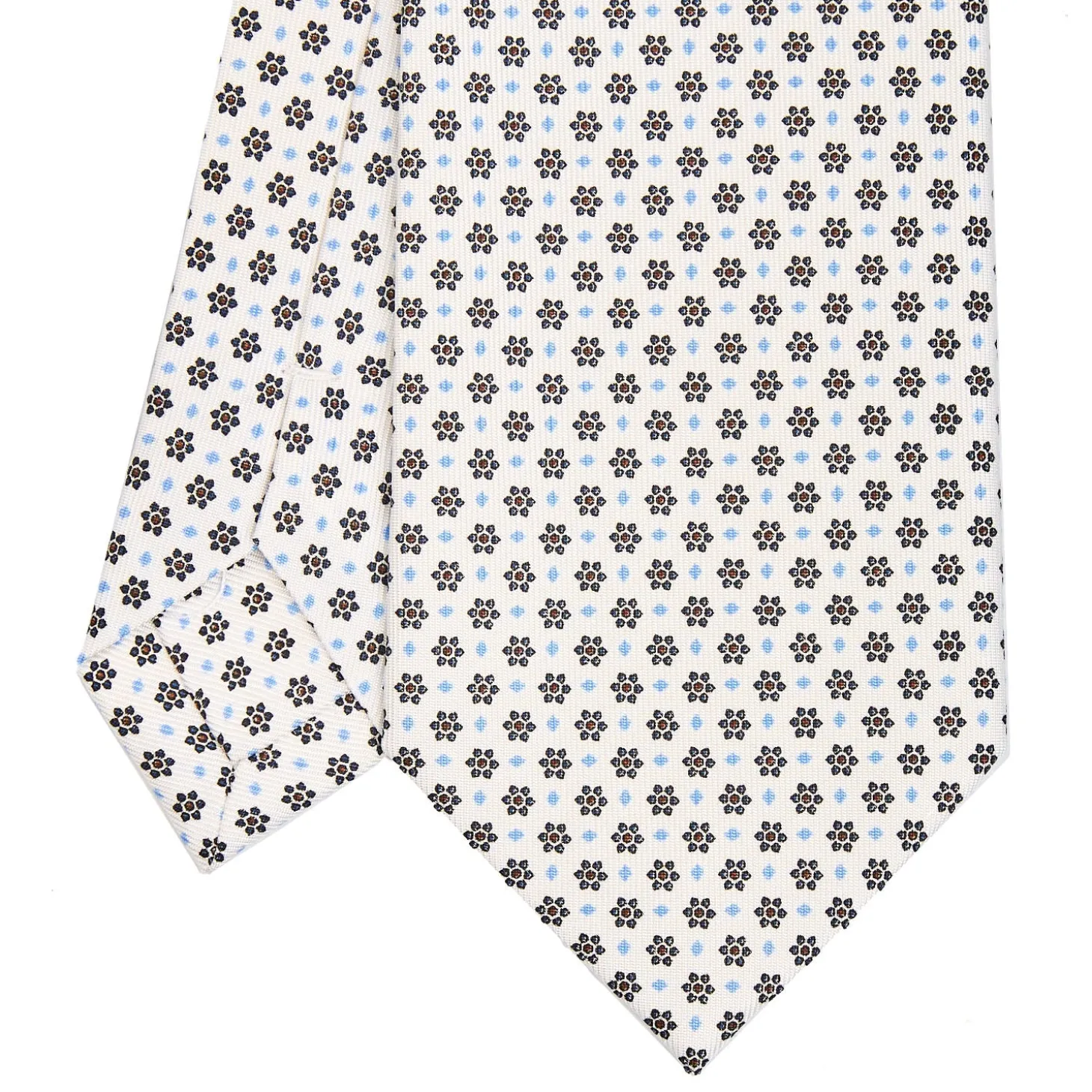 CRAVATTA SARTORIALE CLASSICA IN SETA BIANCA Microfantasia fiore