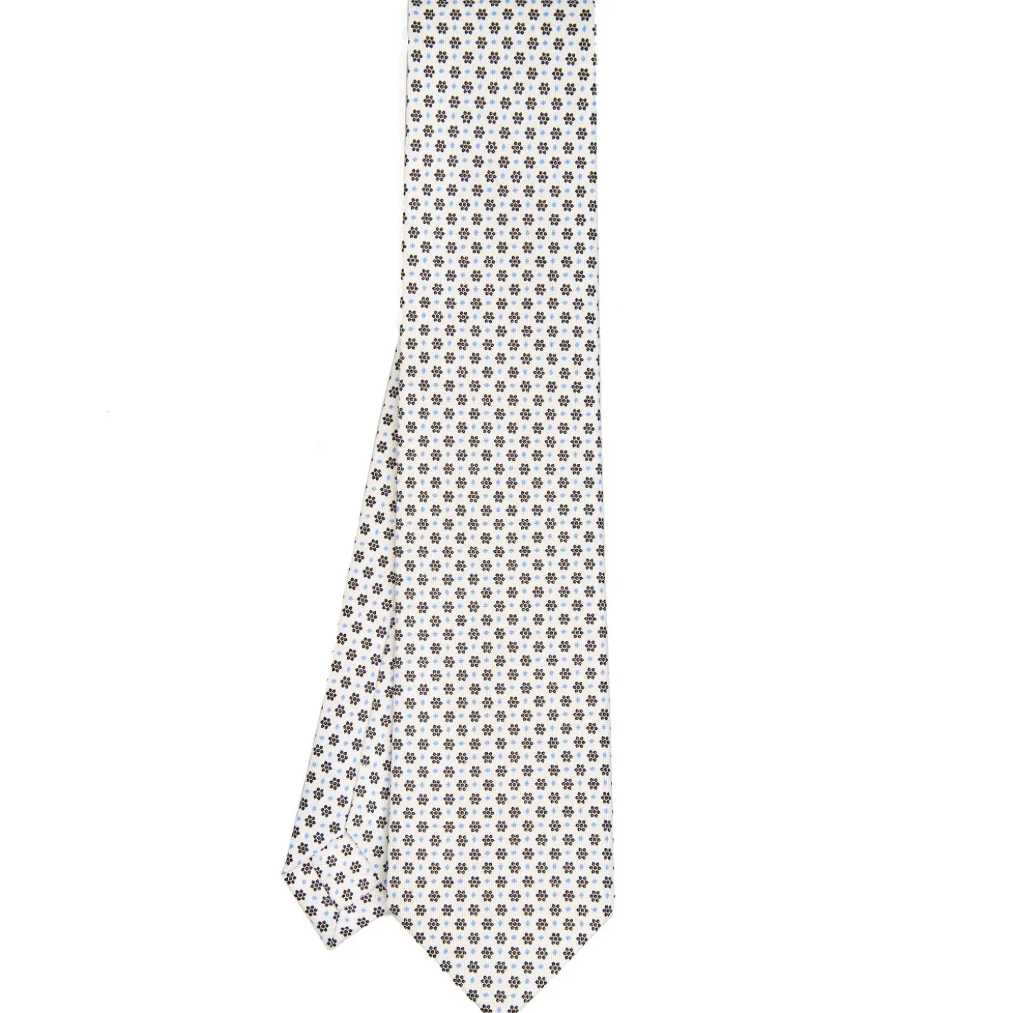 CRAVATTA SARTORIALE CLASSICA IN SETA BIANCA Microfantasia fiore