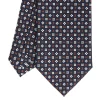 CRAVATTA SARTORIALE CLASSICA IN SETA BLU SCURO Microfantasia fiore