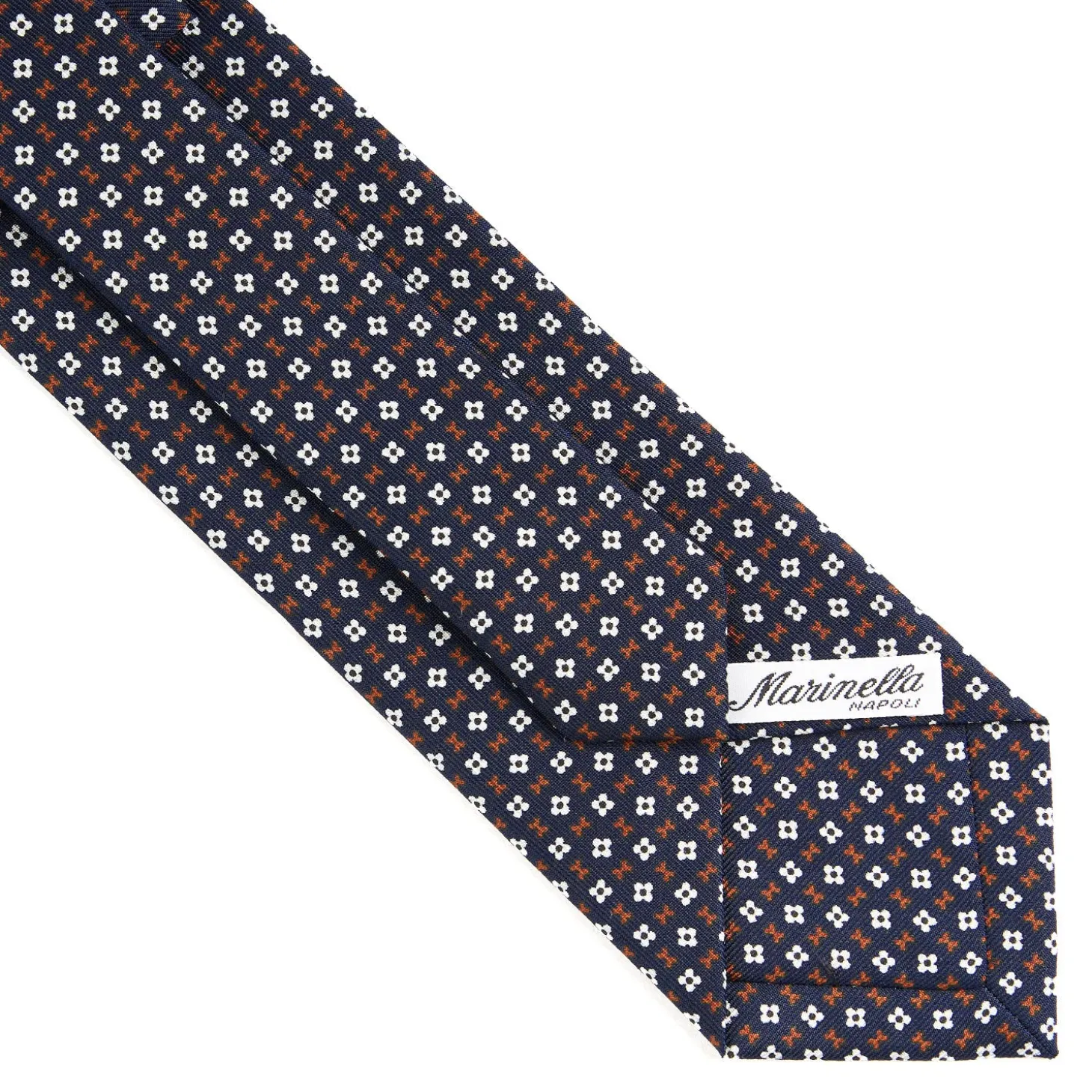 CRAVATTA SARTORIALE CLASSICA IN SETA BLU SCURO Microfantasia fiore