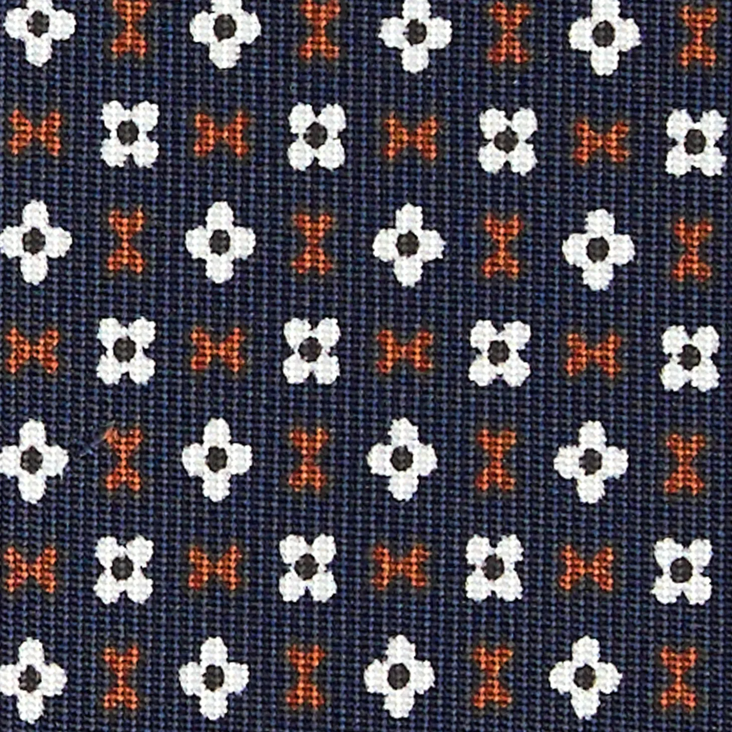 CRAVATTA SARTORIALE CLASSICA IN SETA BLU SCURO Microfantasia fiore