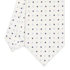 CRAVATTA SARTORIALE CLASSICA IN SETA BIANCA Microfantasia fiore