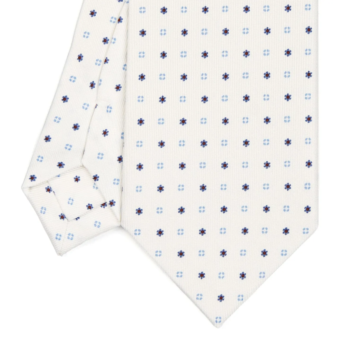 CRAVATTA SARTORIALE CLASSICA IN SETA BIANCA Microfantasia fiore