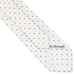CRAVATTA SARTORIALE CLASSICA IN SETA BIANCA Microfantasia fiore