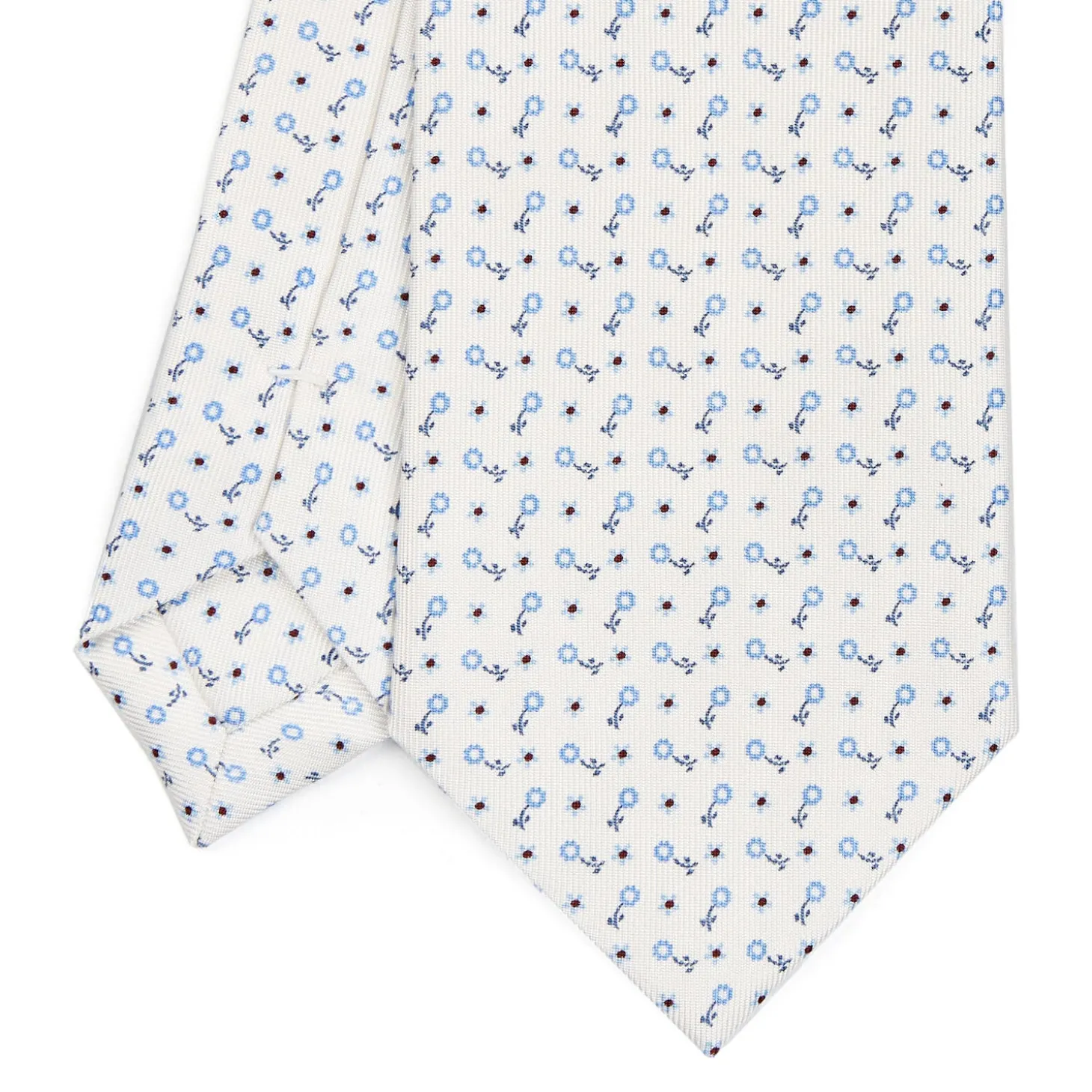CRAVATTA SARTORIALE CLASSICA IN SETA BIANCA Microfantasia fiore