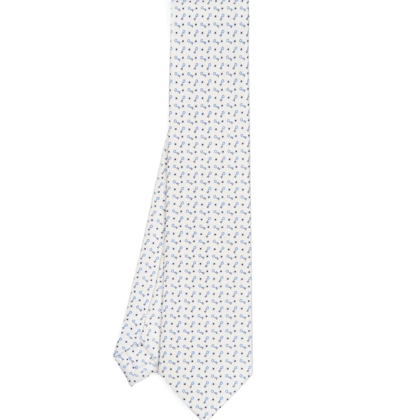 CRAVATTA SARTORIALE CLASSICA IN SETA BIANCA Microfantasia fiore