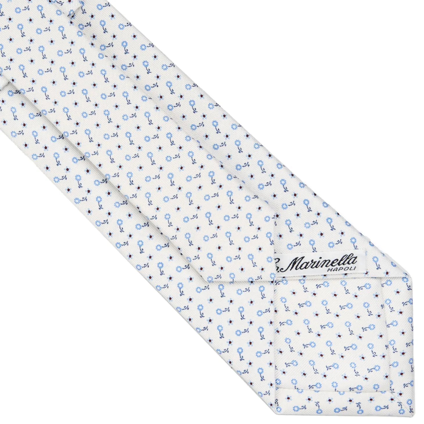 CRAVATTA SARTORIALE CLASSICA IN SETA BIANCA Microfantasia fiore