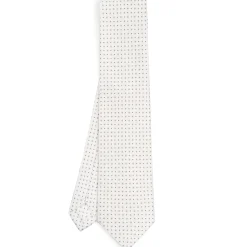 CRAVATTA SARTORIALE CLASSICA IN SETA BIANCA Microfantasia fiore