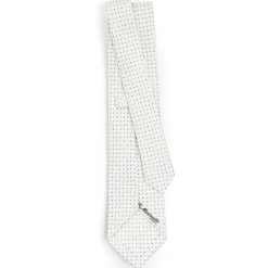 CRAVATTA SARTORIALE CLASSICA IN SETA BIANCA Microfantasia fiore