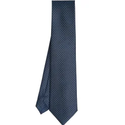CRAVATTA SARTORIALE CLASSICA IN SETA BLU SCURO Pois
