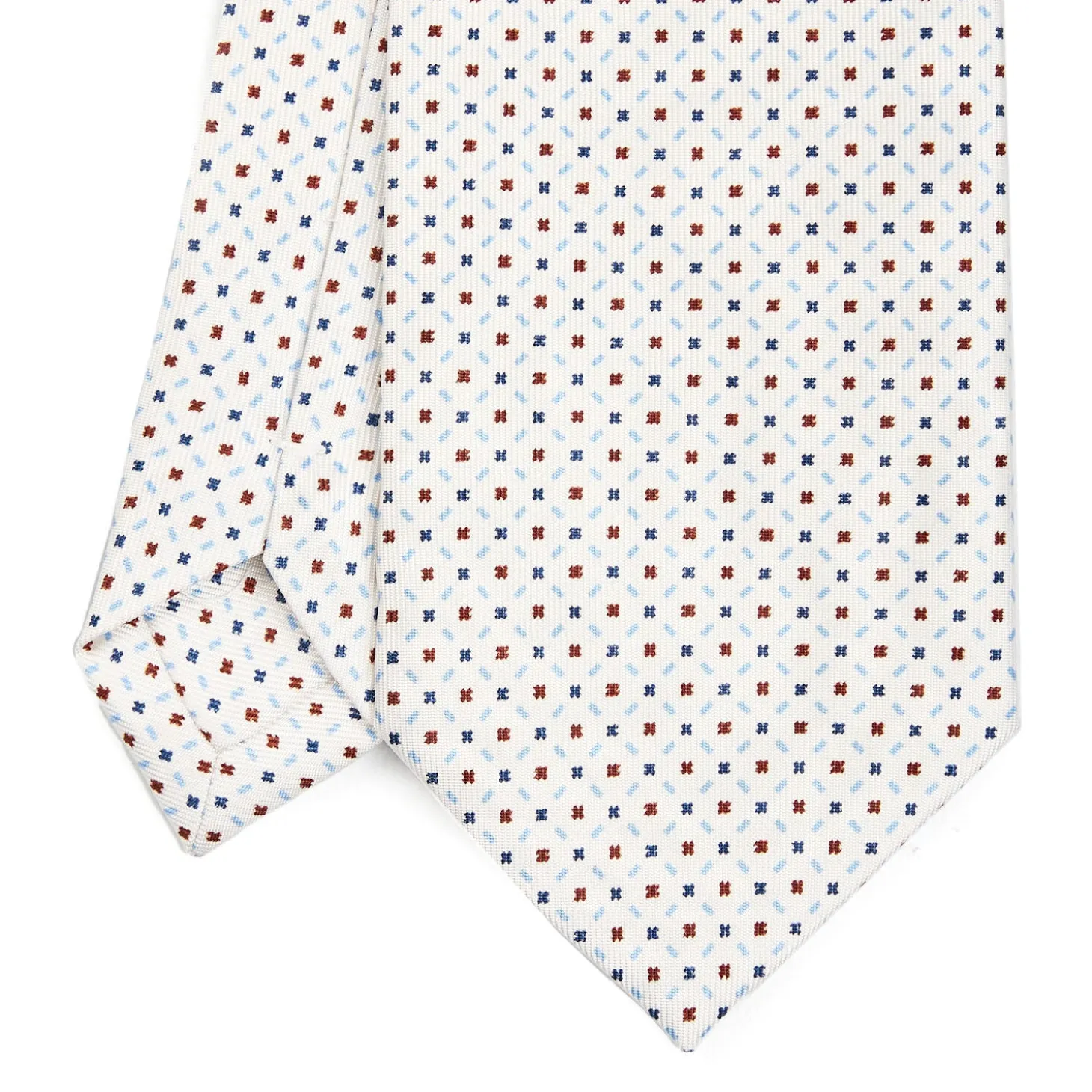 CRAVATTA SARTORIALE CLASSICA IN SETA BIANCA Microfantasia fiore