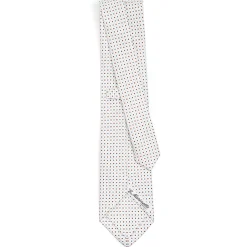CRAVATTA SARTORIALE CLASSICA IN SETA BIANCA Microfantasia fiore