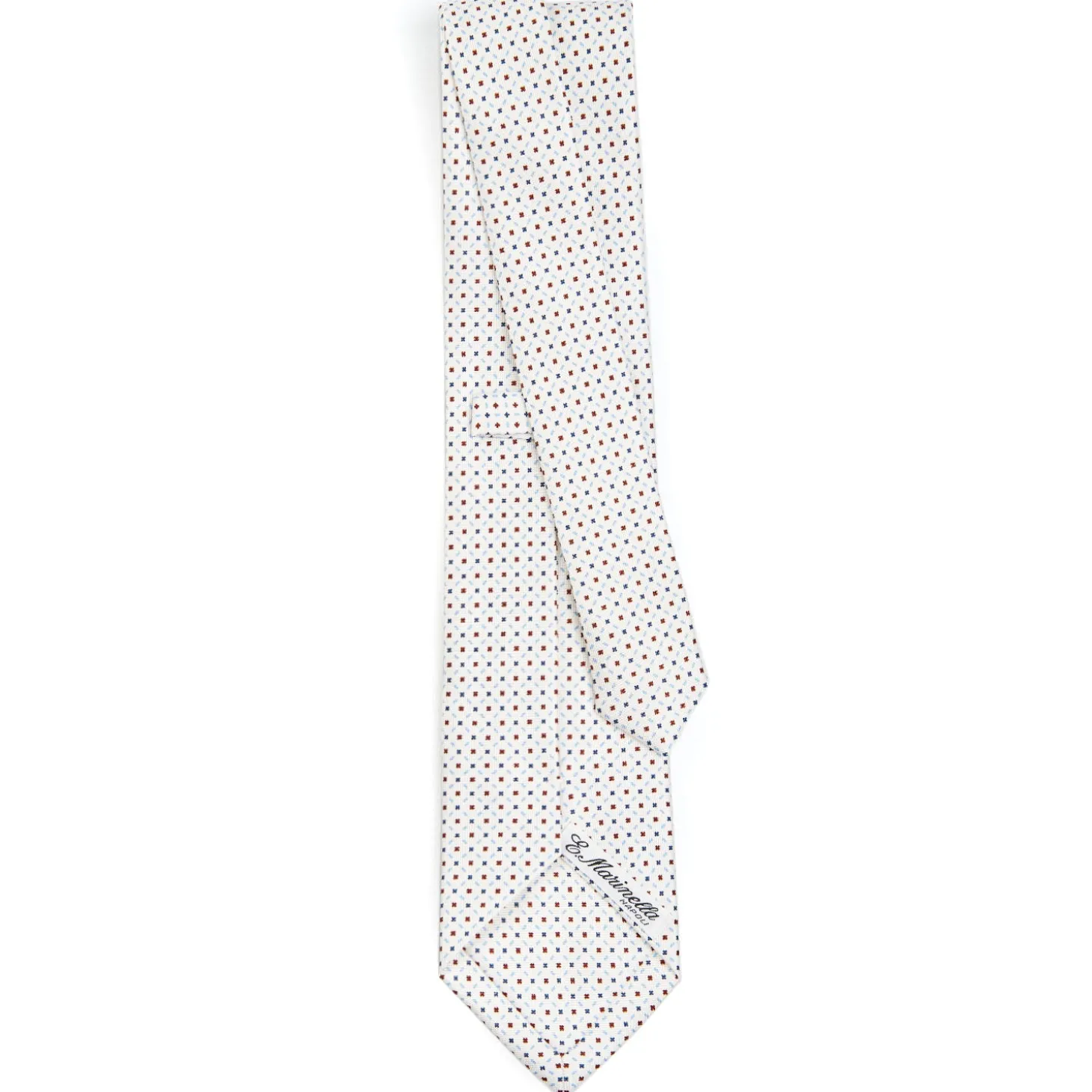 CRAVATTA SARTORIALE CLASSICA IN SETA BIANCA Microfantasia fiore