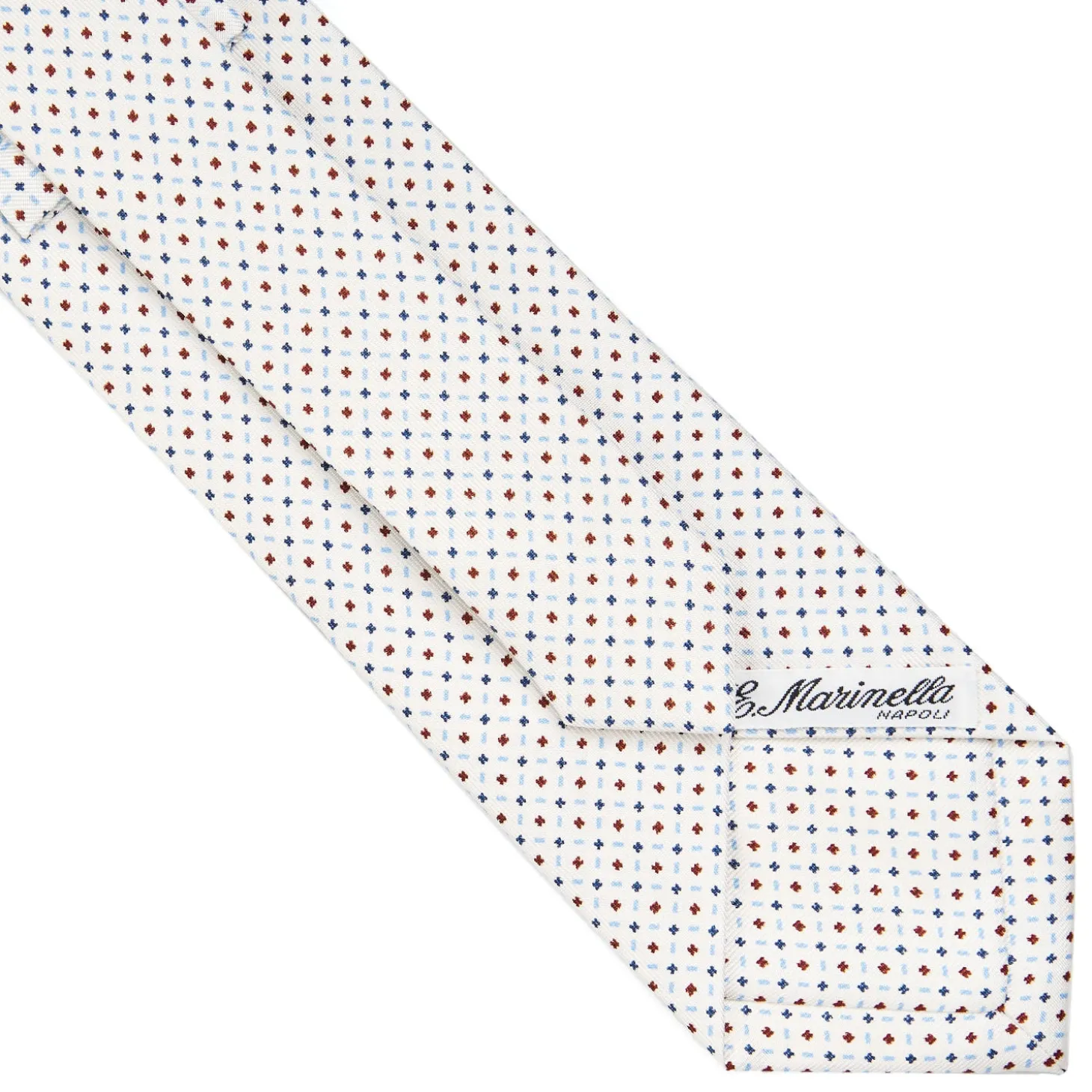 CRAVATTA SARTORIALE CLASSICA IN SETA BIANCA Microfantasia fiore