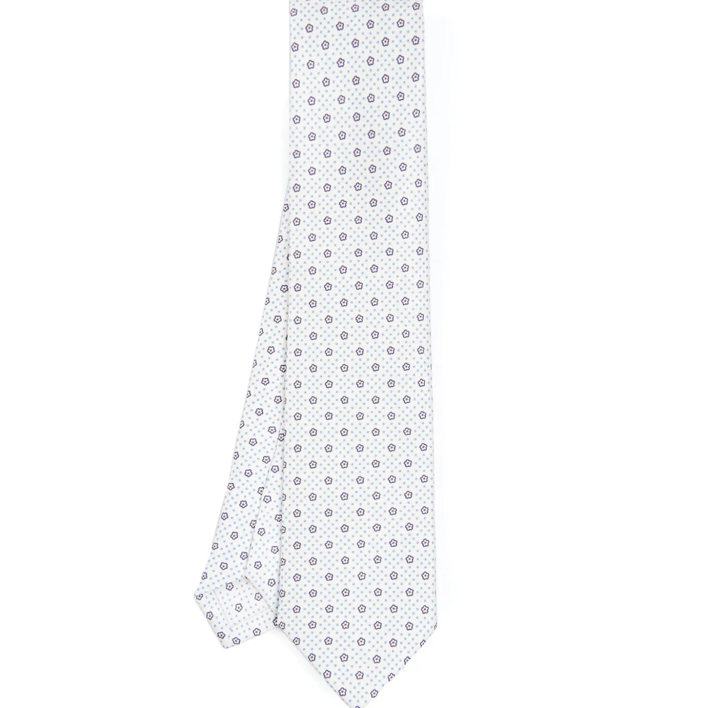 CRAVATTA SARTORIALE CLASSICA IN SETA BIANCA Microfantasia fiore