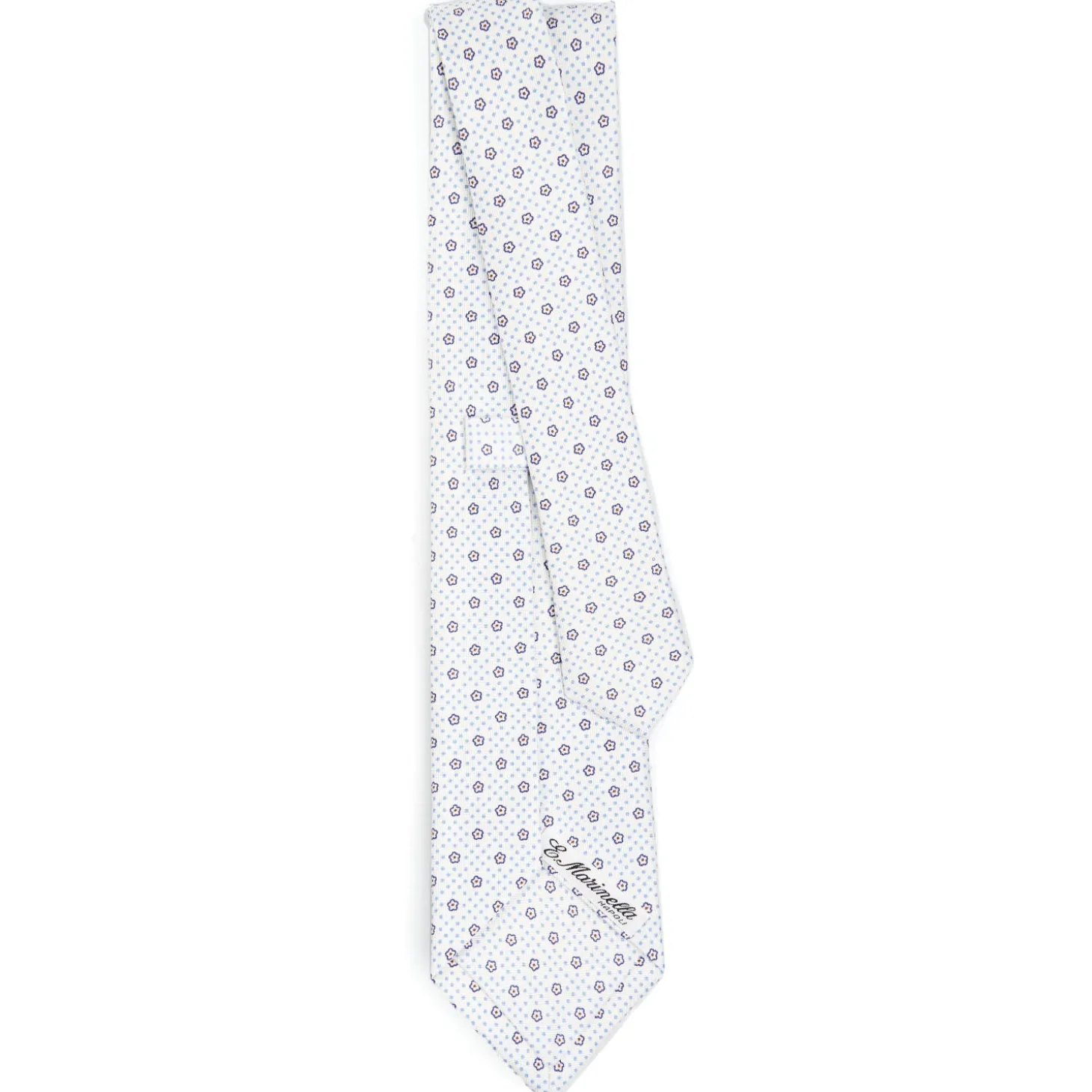 CRAVATTA SARTORIALE CLASSICA IN SETA BIANCA Microfantasia fiore