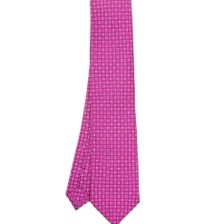 CRAVATTA SARTORIALE CLASSICA IN SETA FUCSIA Microfantasia fiore