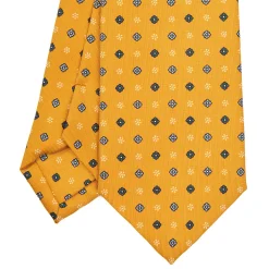 CRAVATTA SARTORIALE CLASSICA IN SETA GIALLA Microfantasia fiore