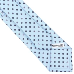 CRAVATTA SARTORIALE CLASSICA IN SETA AZZURRA Microfantasia fiore