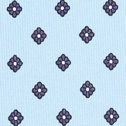 CRAVATTA SARTORIALE CLASSICA IN SETA AZZURRA Microfantasia fiore