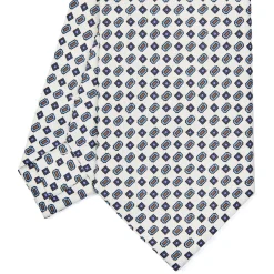 CRAVATTA SARTORIALE CLASSICA IN SETA BIANCA Microfantasia fiore