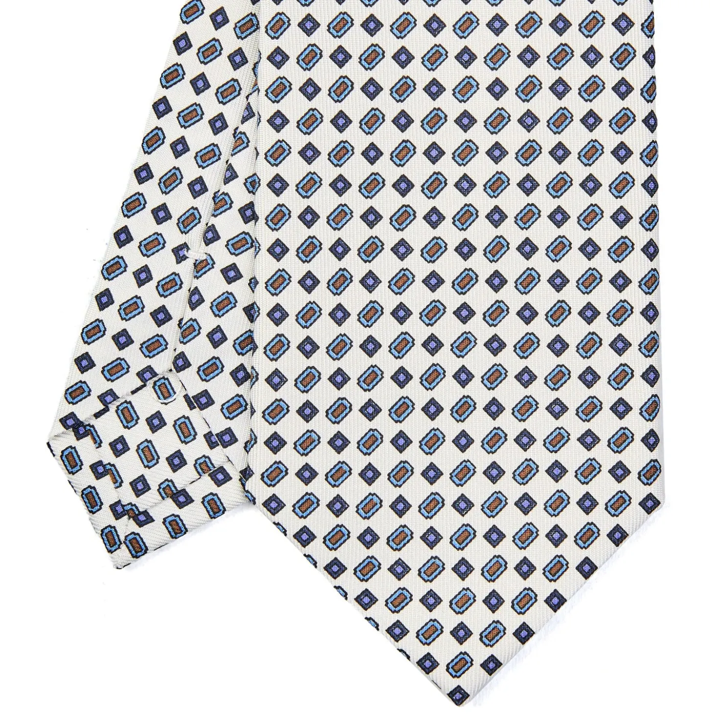 CRAVATTA SARTORIALE CLASSICA IN SETA BIANCA Microfantasia fiore