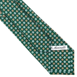 CRAVATTA SARTORIALE CLASSICA IN SETA VERDE SCURO Microfantasia fiore