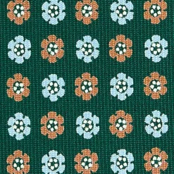 CRAVATTA SARTORIALE CLASSICA IN SETA VERDE SCURO Microfantasia fiore
