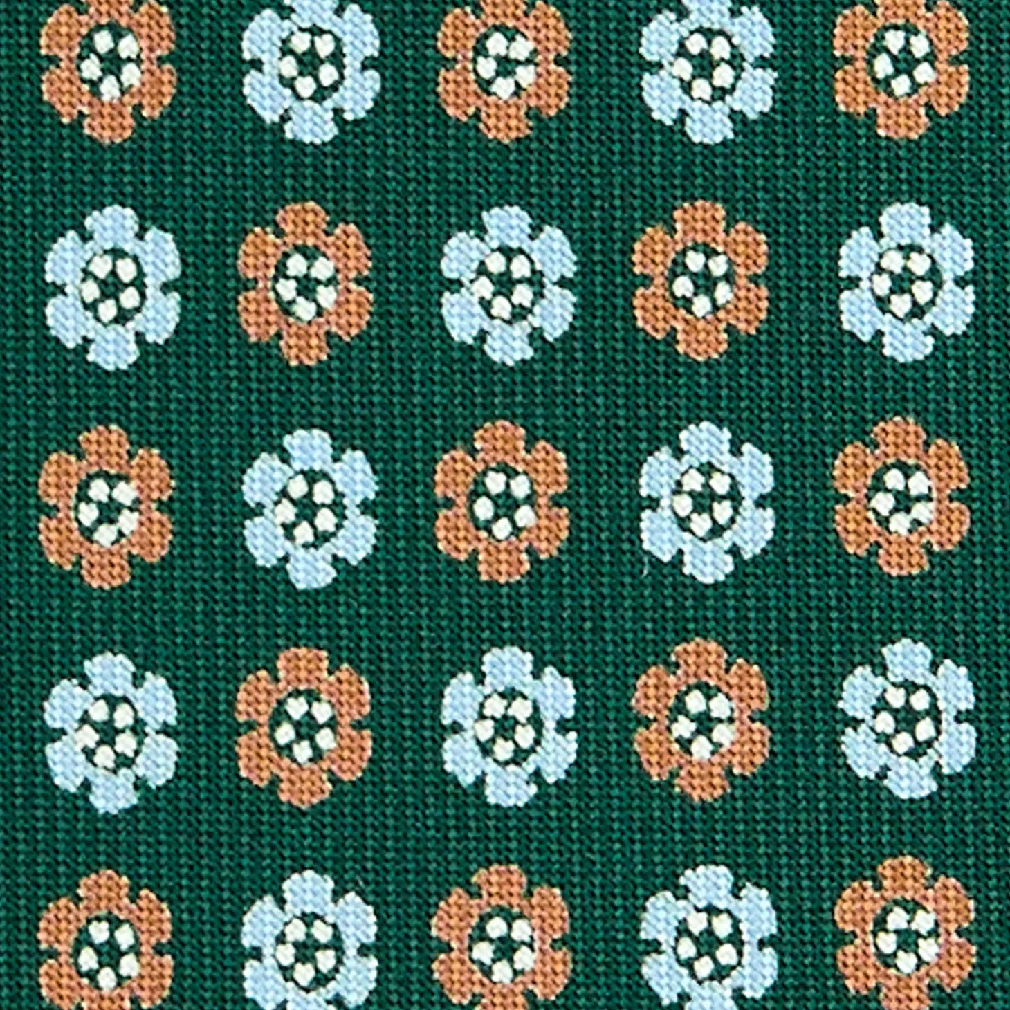 CRAVATTA SARTORIALE CLASSICA IN SETA VERDE SCURO Microfantasia fiore