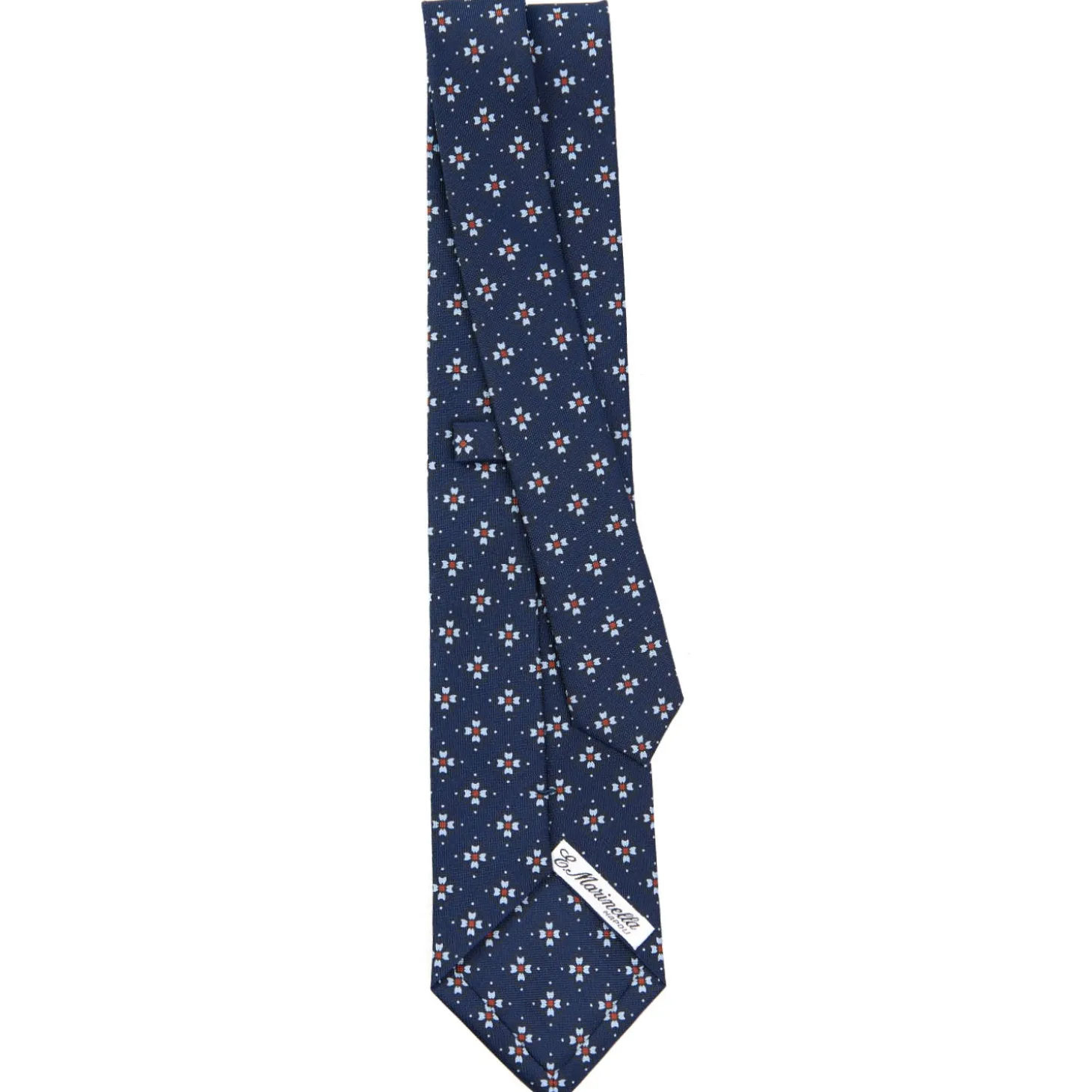 CRAVATTA SARTORIALE CLASSICA IN SETA BLU SCURO Microfantasia fiore